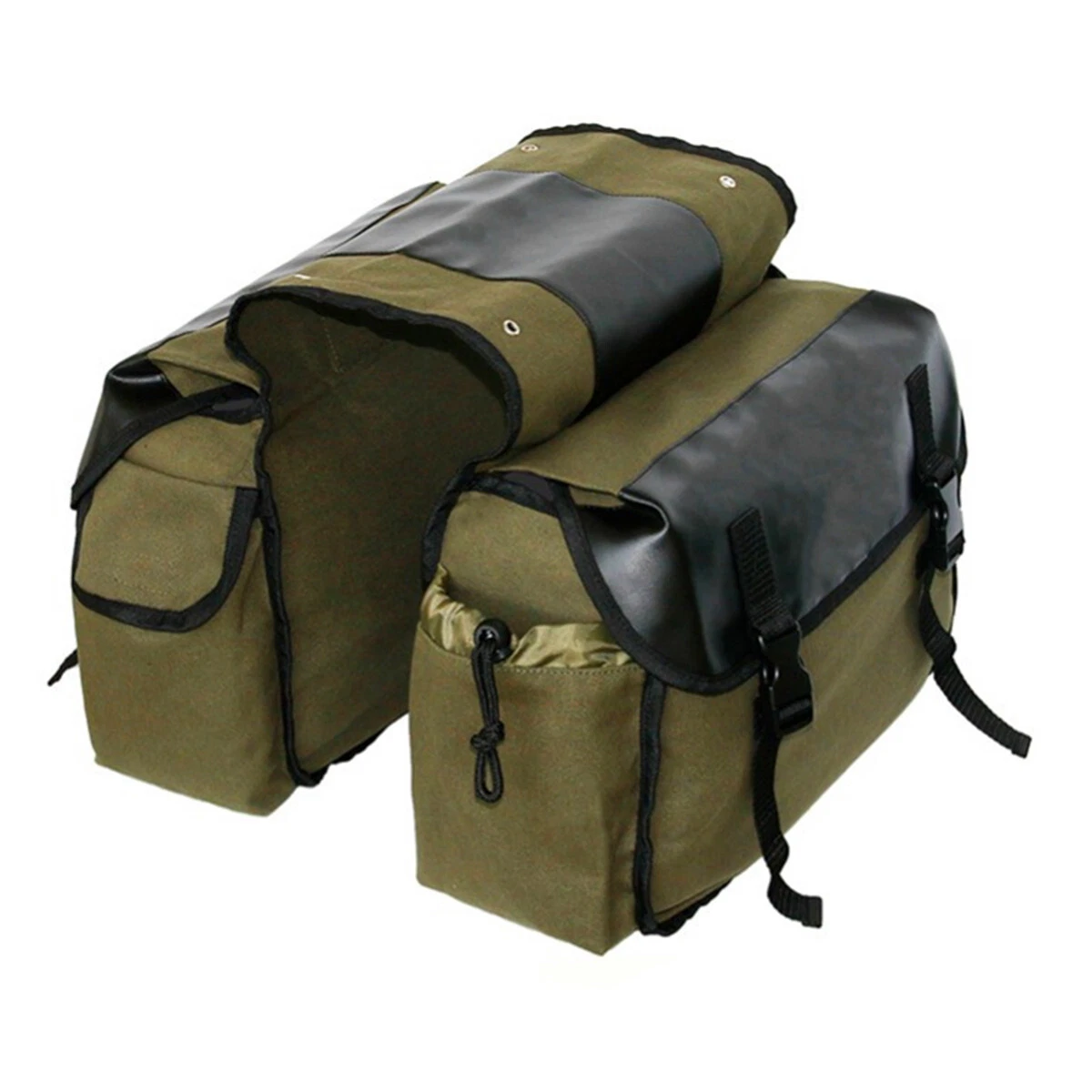Motorcycle Canvas Leather Pannier Storage Side Bags Saddle Bags 26L Waterproof