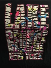 VINTAGE 1980’s-1990’s LAKE GEORGE NEW YORK BLACK XL T-SHIRT ZEBRA/NEON