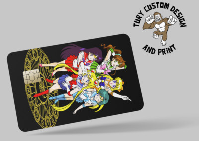 SAILOR MOON , 2 pc credit card skin & DEBIT CARD,TROLLEY & GYM