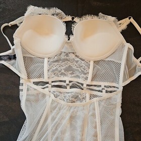 VICTORIA'S SECRET CORSET BRA BUSTIER GARTER BRIDAL SWAROVSKI CRYSTALS 36C