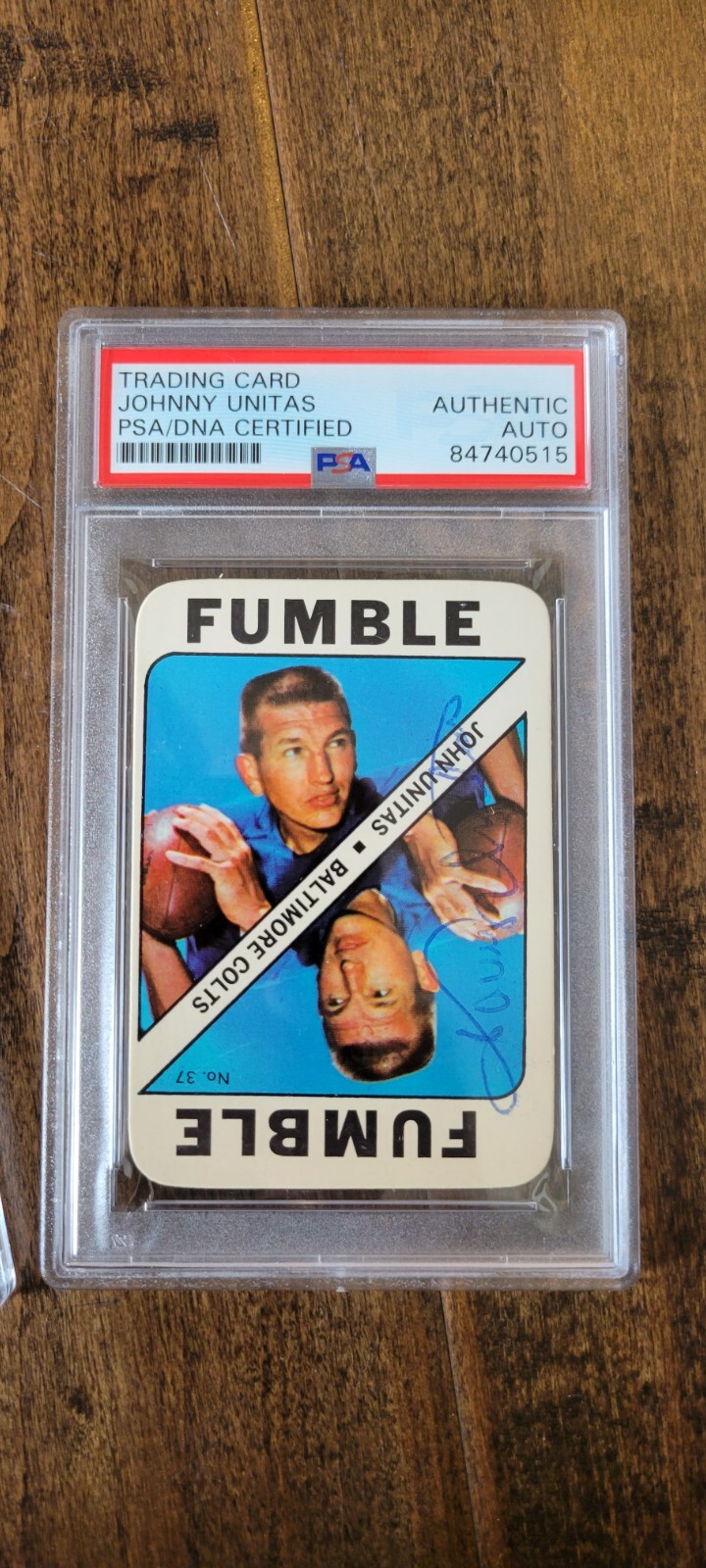 1971 TOPPS SIGNED GAME CARD JOHNNY UNITAS COLTS LOUISVILLE HOF PSA DNA # 37