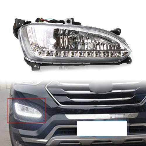 Right LED DRL Daytime Running Light Fog Lamp For Hyundai IX45 Santa Fe 2013-2015