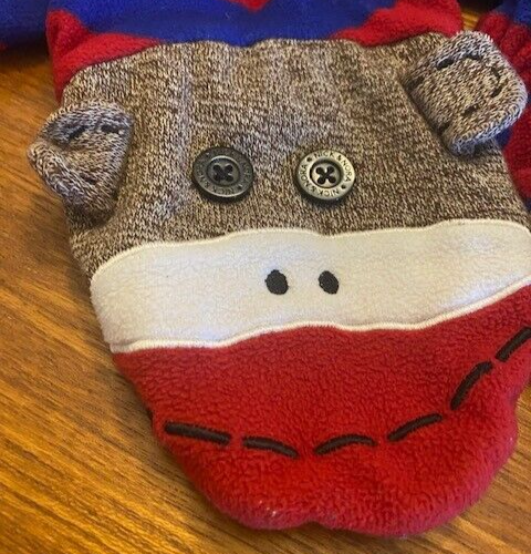 Nick & Nora Footed Sock Monkey 1-piece Fleece Pajamas Women Sz S Red Blue Stripe - Bild 7 von 15