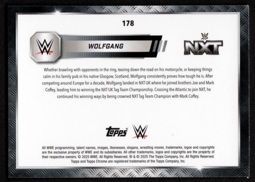 2025 Topps Chrome WWE Pink Shimmer Refractors #178 Wolfgang - Picture 2 of 2