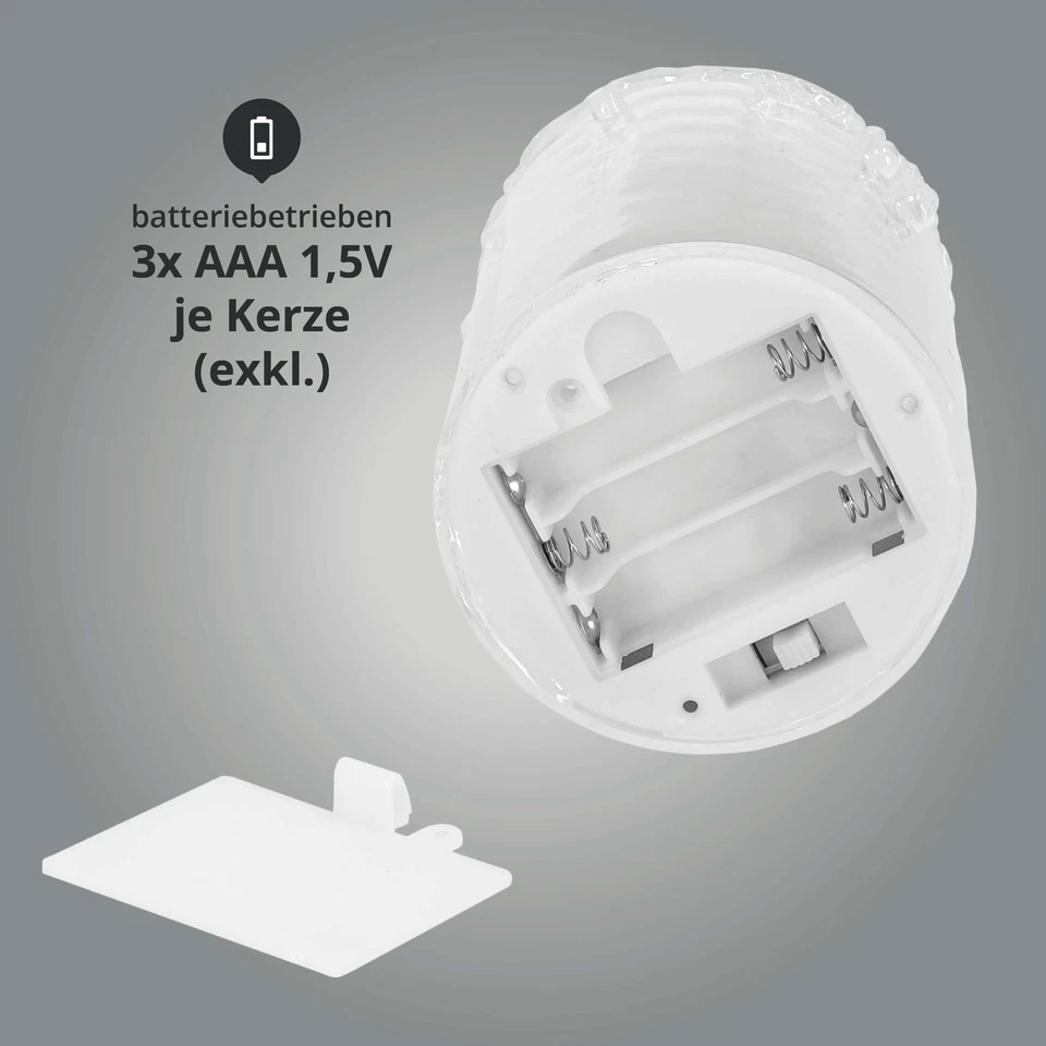 LED Glitzer Kerze 3er Set "Liza" Timer Fernbedienung Candle Kristall Optik Acryl - Bild 3 von 4