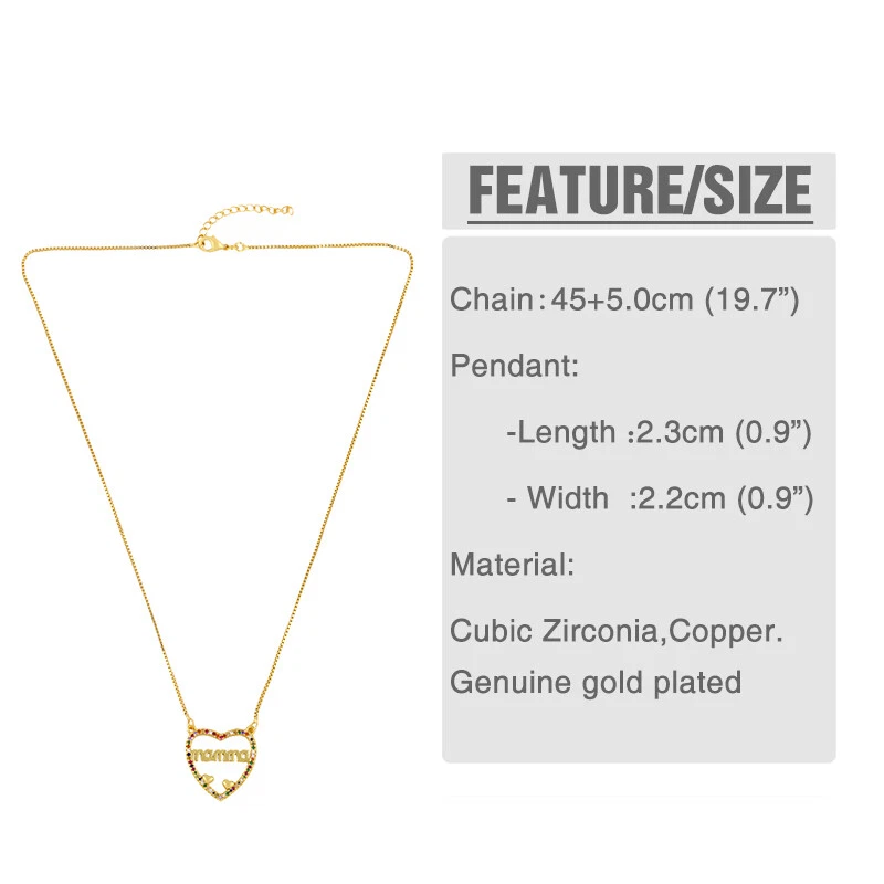 PRECIOSA CADENA Y,COLGANTE PARA MAMÁ ORO LAMINADO CON MICRO PAVÉ DE CRISTAL - Imagen 3 de 3