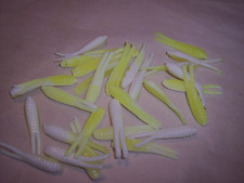 100 Beetle Spinner Bait Body  Crappie Beatle Fish Lure 2" Yellow / White 2 Tone