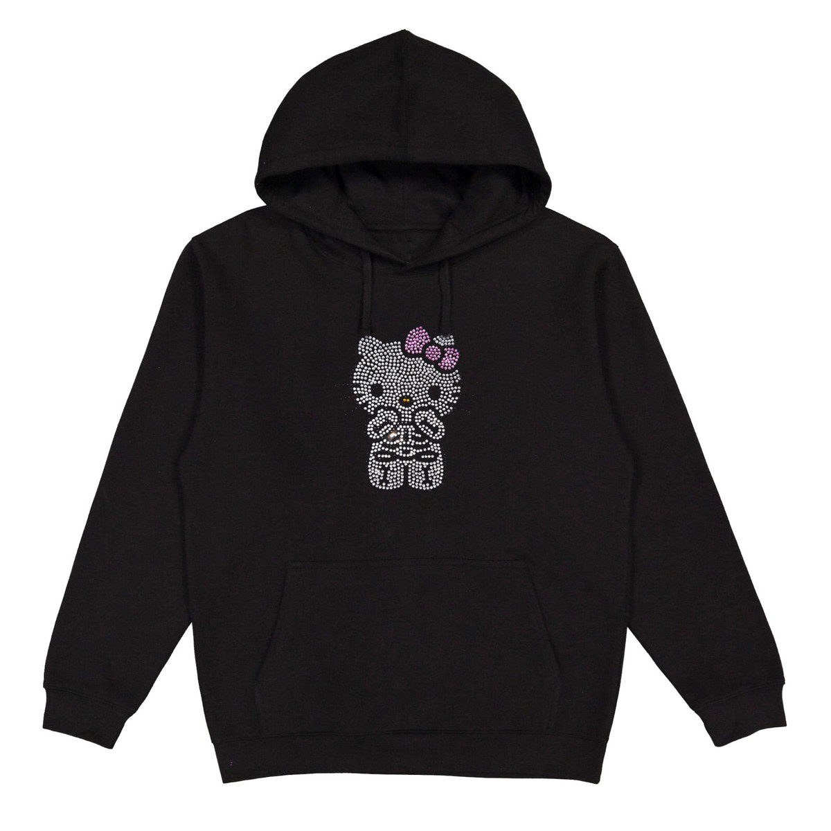 Hello Kitty Rhinestone Hoodie Pullover Sweatshirt Skeleton