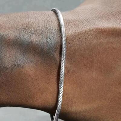 925 Sterling Silver 3mm Snake Chain Bracelet Men Hip Hop Simple Bracelet for Wom