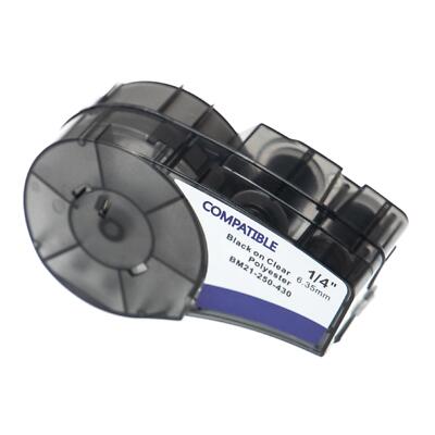 Schriftband für Brady BMP21-LAB BMP21-PLUS BMP21 Schwarz/Klar Poly 6,35mm 6,4m