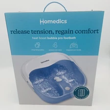 Homedics Bubble Spa Pro With Heat Boost Power Foot Care Massage Blue White NEW