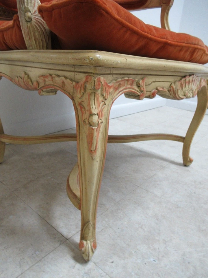 Sillón bastón vintage decorado con pintura de la Regencia Francesa Foto 4 de 4