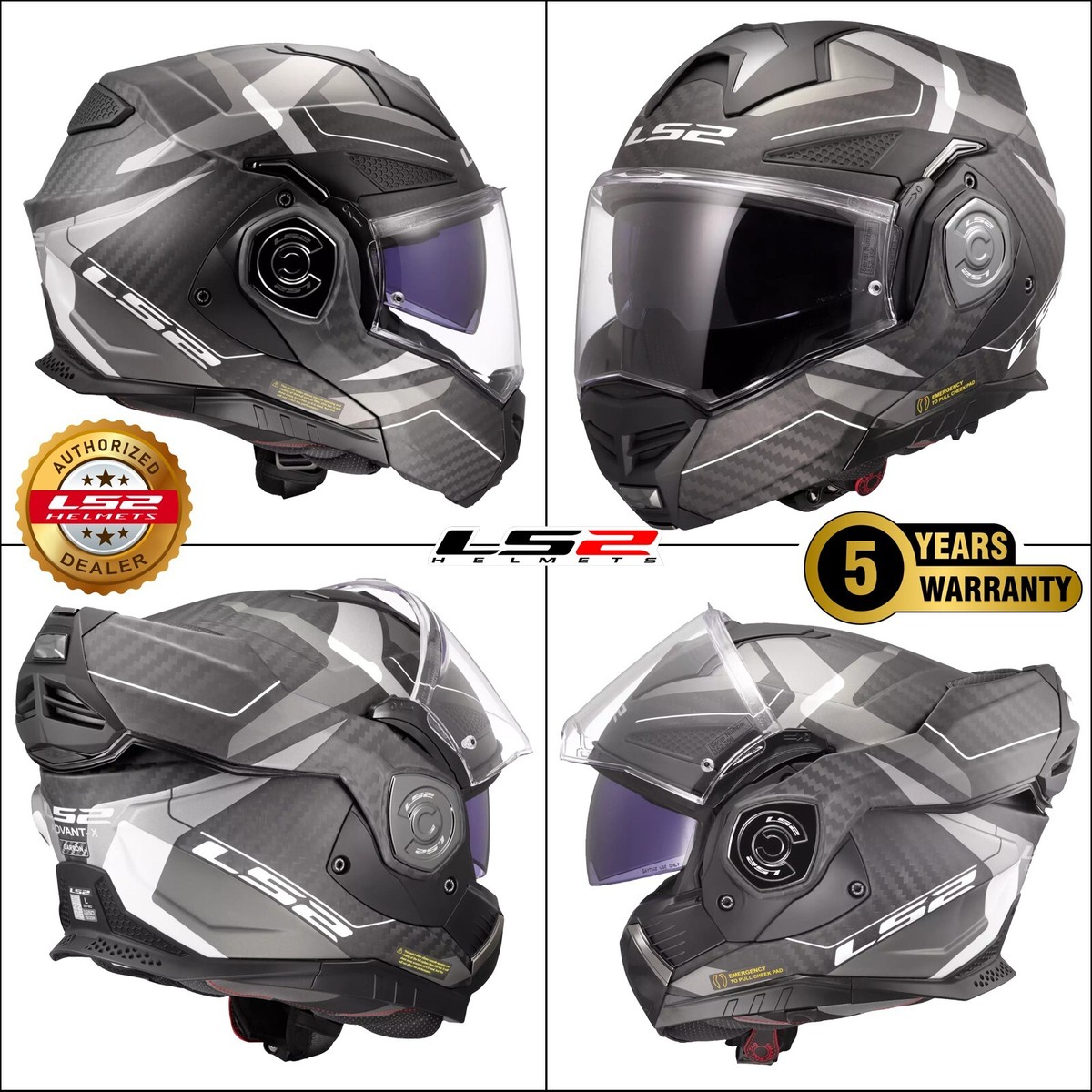 LS2 FF901 ADVANT X CARBON FIBRE MODULAR FLIP FRONT MOTORCYCLE
