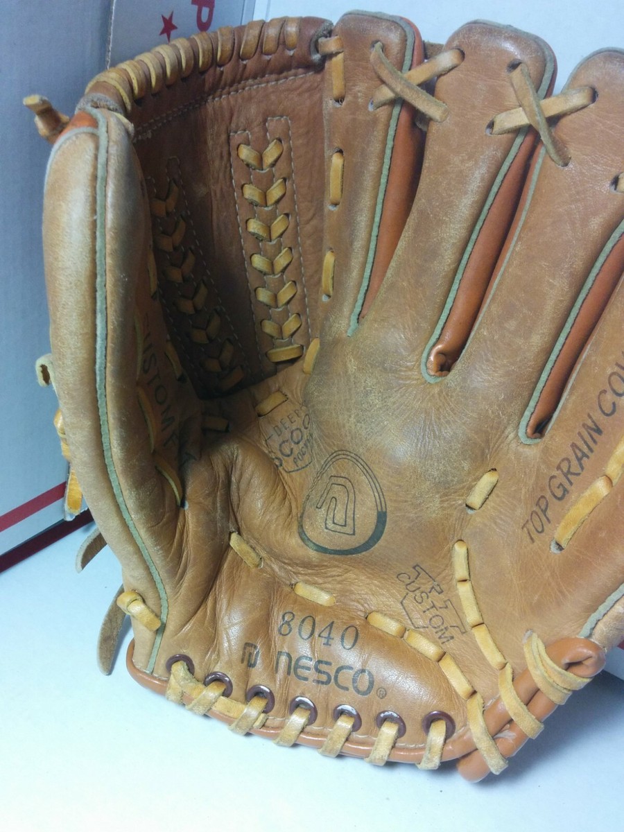 VTG NESCO 8040 COWHIDE LEATHER BASEBALL/SOFTBALL GLOVE DEEP SCOOP