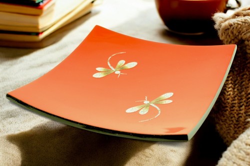 Handmade Wooden Plate, Square Lacquer Serving Decorative Plate, Red, Medium - Picture 9 of 10
