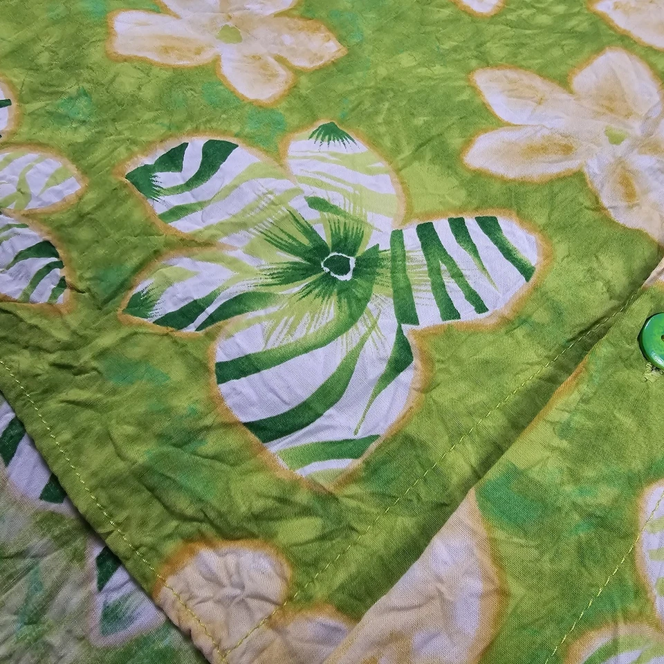 Camisa Hawaiana Vintage Jams World Verde Aloha Floral Tropical Rayón Para Hombre L EE. UU.  Foto 4 de 4