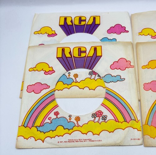 RCA Records Company Sleeves 45 RPM Vinyl Lot of 4 Rainbow Clouds 60s Retro - Foto 5 di 6