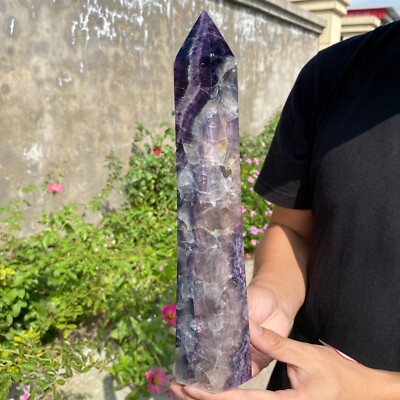 3.9lb Natural Fluorite Obelisk Quartz Crystal Wand Tower Point Heal