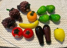 LOT OF 14 VINTAGE MURANO GLASS STYLE HAND BLOWN GLASS FRUITS  VEGETABLES EUC