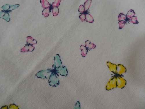 VTG Carters White Baby Blanket Butterflies Pink Blue Yellow Cotton Stretchy S1 - Picture 4 of 12