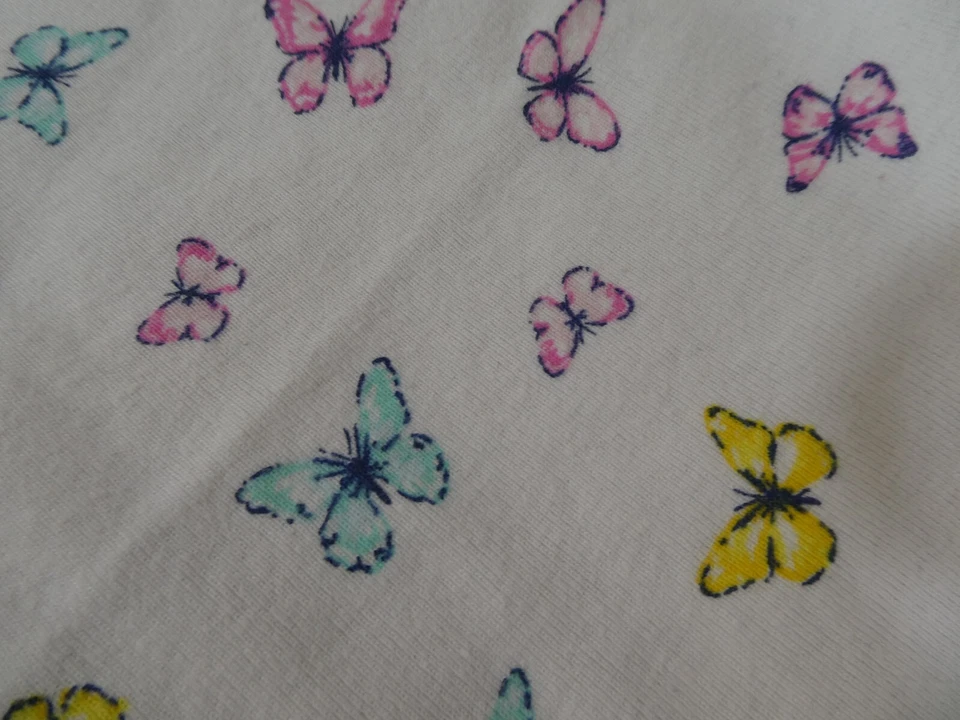 Manta bebé Carters blanca mariposas rosa azul amarillo algodón elástico S1 de colección Foto 4 de 4