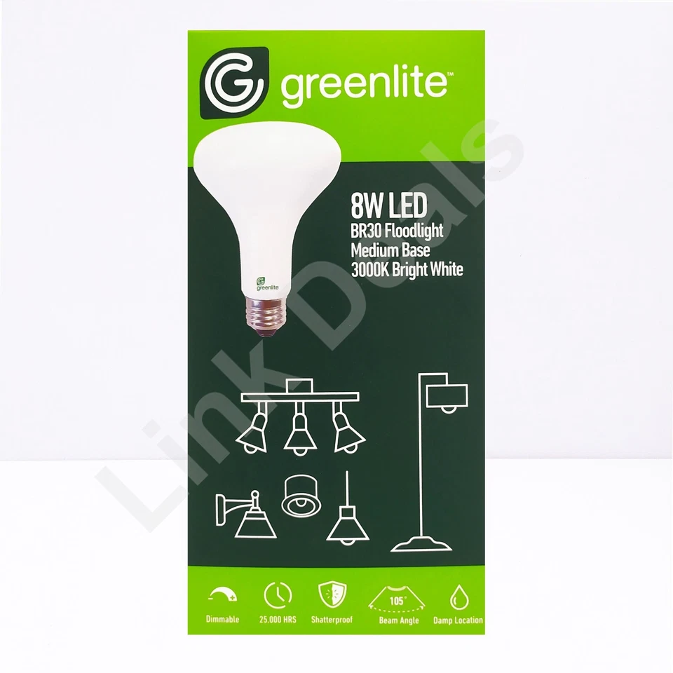 12 Pack GreenLite 65W Equivalent LED 8W Dimmable BR30 Floodlight - Image 4 of 4