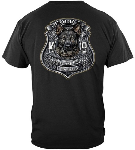 Elite Breed K9 Police Law Enforcement 100% Cotton Black T-Shirt