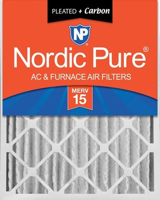 Nordic Pure 16x24x4 (3 5/8) Pleated Air Filters MERV 15 Plus Carbon 1 Pack