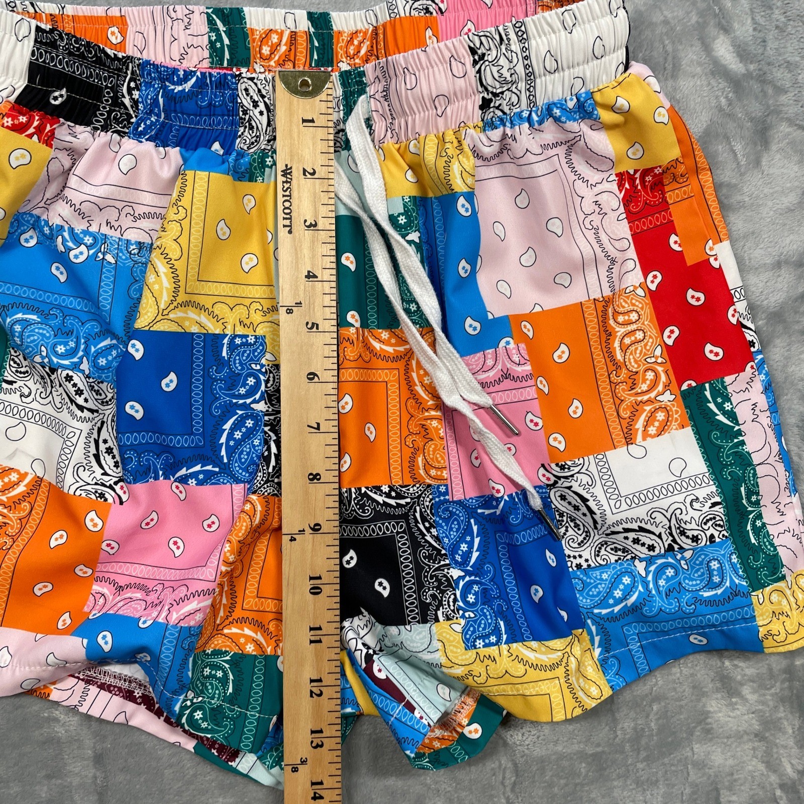 Patchwork Bandana Print Drawstring Shorts Multico… - image 6