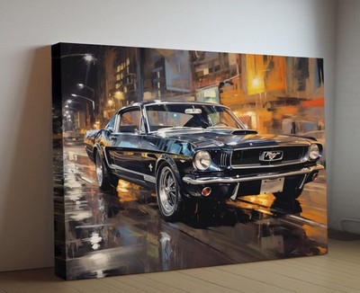 1964 Ford Mustang Canvas Print, Vintage Muscle Car Wall Art Decor