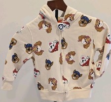 Paw Patrol Sweatshirt Hoodie Kids Tan With Paw Patrol Print Full Zip Size 4