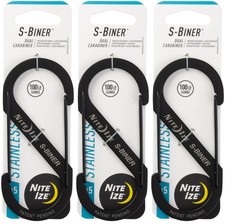 Nite Ize S-Biner Stainless Steel Dual Carabiner 5 - Black 3-Pack 