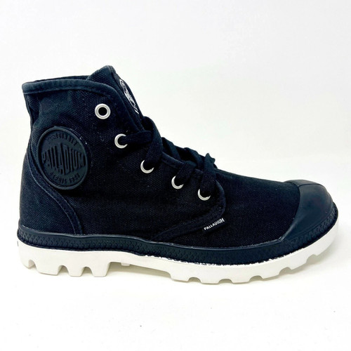 Zapatos/Botas informales Palladium Pampa Hi de lona de encaje para mujer negros/blancos talla 7,5 NUEVO - Imagen 2 de 6