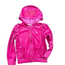 Juicy Couture Velour Kids Pink Hoodie Jacket Full Zip Size XS 6-6X