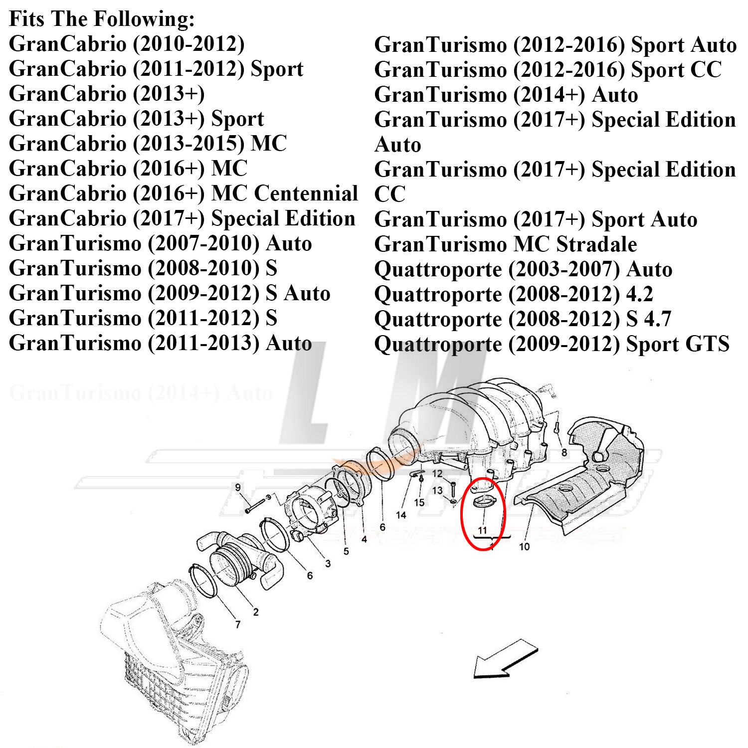 Intake Manifold Gasket 255738 For Maserati GranTurismo GranCabrio Quattroporte