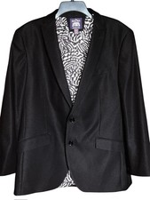 SAVILE ROW LONDON BLACK 2 BUTTON POLY BLEND BLAZER SPORT COAT 42R SHARP LINING