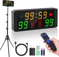 LED Scoreboard Score Keeper Remote Tripod Shot Clock Timer Multi Sport 12/24H