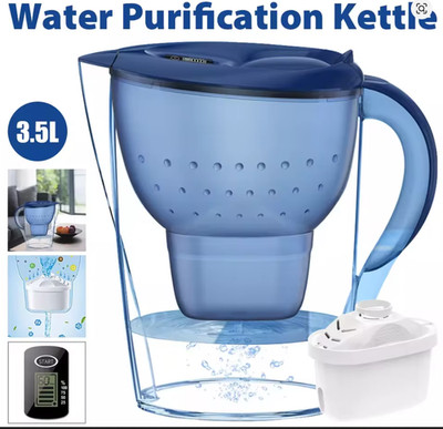 Blue Portable 3.5L household water filter kettle with filter element 