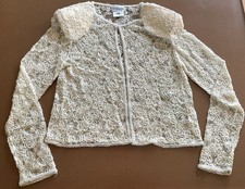 Vintage Beaded Sheer Lace Bridal Cardigan Jacket, NEW w Tag Mint Condition Cream