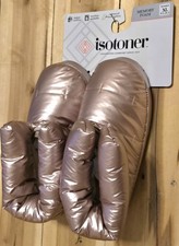 ISOTONER Pink Metallic Washable Puffer Slippers Booties XL 9 - 10 Indoor  Out