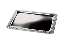 Bellissimo Essen, Vassoio in Acciaio Inox Con Bordo Decorativo, 35 X 24 Cm, Rett