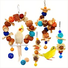 Parakeet Swing Toys,Bird Cage Hanging Chewing Toys,Natural Bird Parrot Toys f...