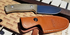 LionSteel M3 CVG 4.5 Niolox Drop Point Green Canvas Micarta Leather Sheath Italy