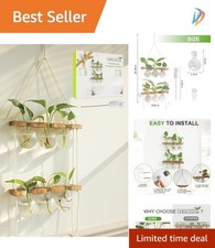 Retro 2-Tier Plant Propagation Wall Hanging with 6 Glass Vases - Perfect Gift