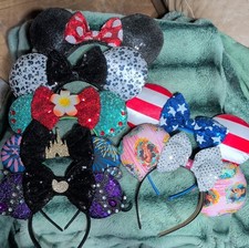 Disney Minnie Mouse Ear Headbands Lot Bows Sequins Various Designs Multicolor