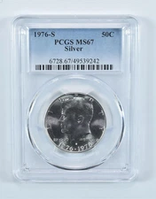 1976-S Kennedy Half Dollar Silver MS67 PCGS Blue Label