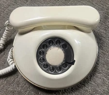 Northern Telecom Vintage Pancake Rotary Dawn Cream Gold Trim