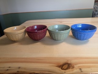 Longaberger Pottery Woven Traditions 4 5” Basket Weave Bowls