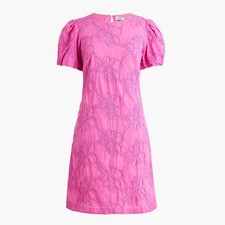 NWT J.Crew Size 4 Factory Embroidered Puff-sleeve Mini Dress Pink Summer