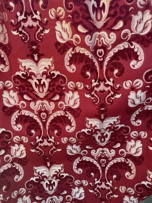 Paar Dunelm Chenille Brokat Vorhänge Rot Fleur De Lys Maßanfertigung W104  D64  (d